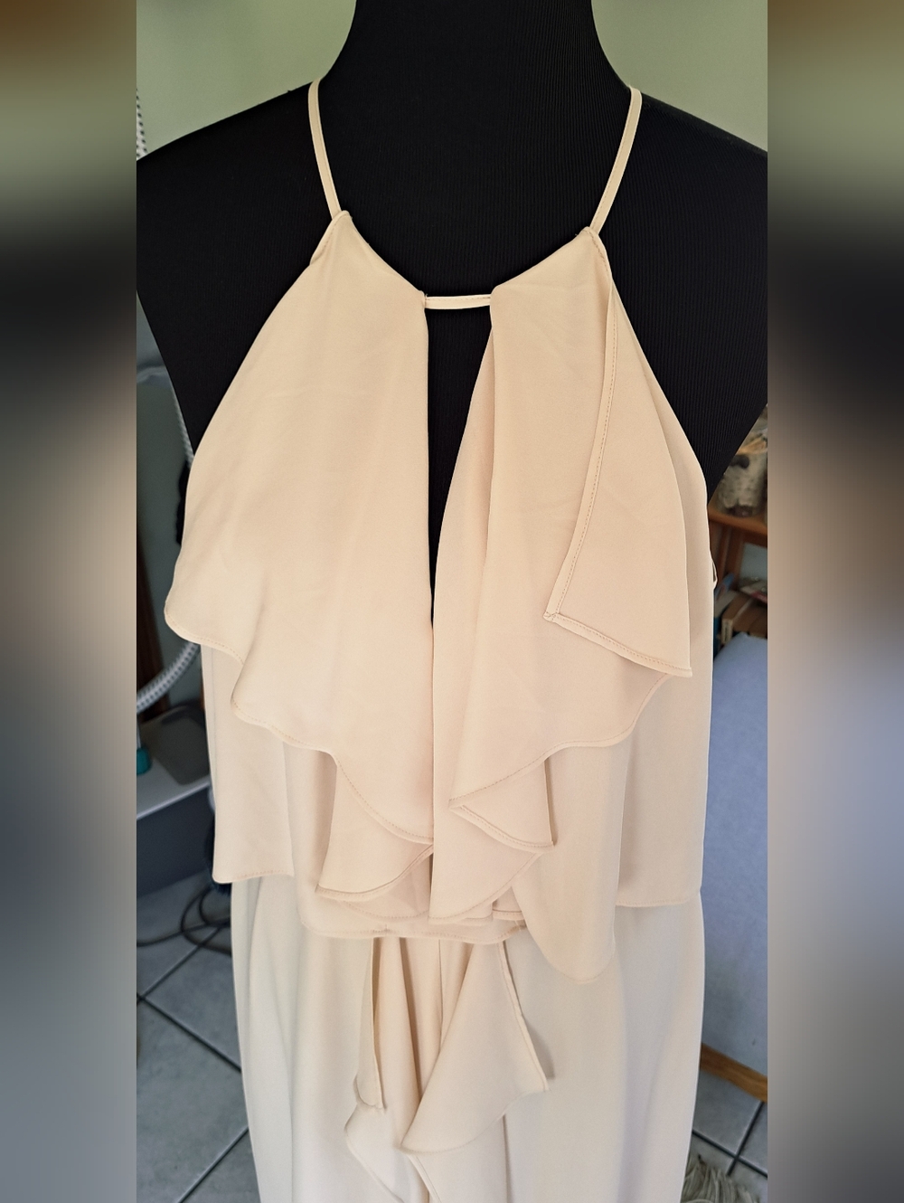 BCBG MaxAzria Blush Halter Ruffle Maxi Dress - Picture 2 of 8
